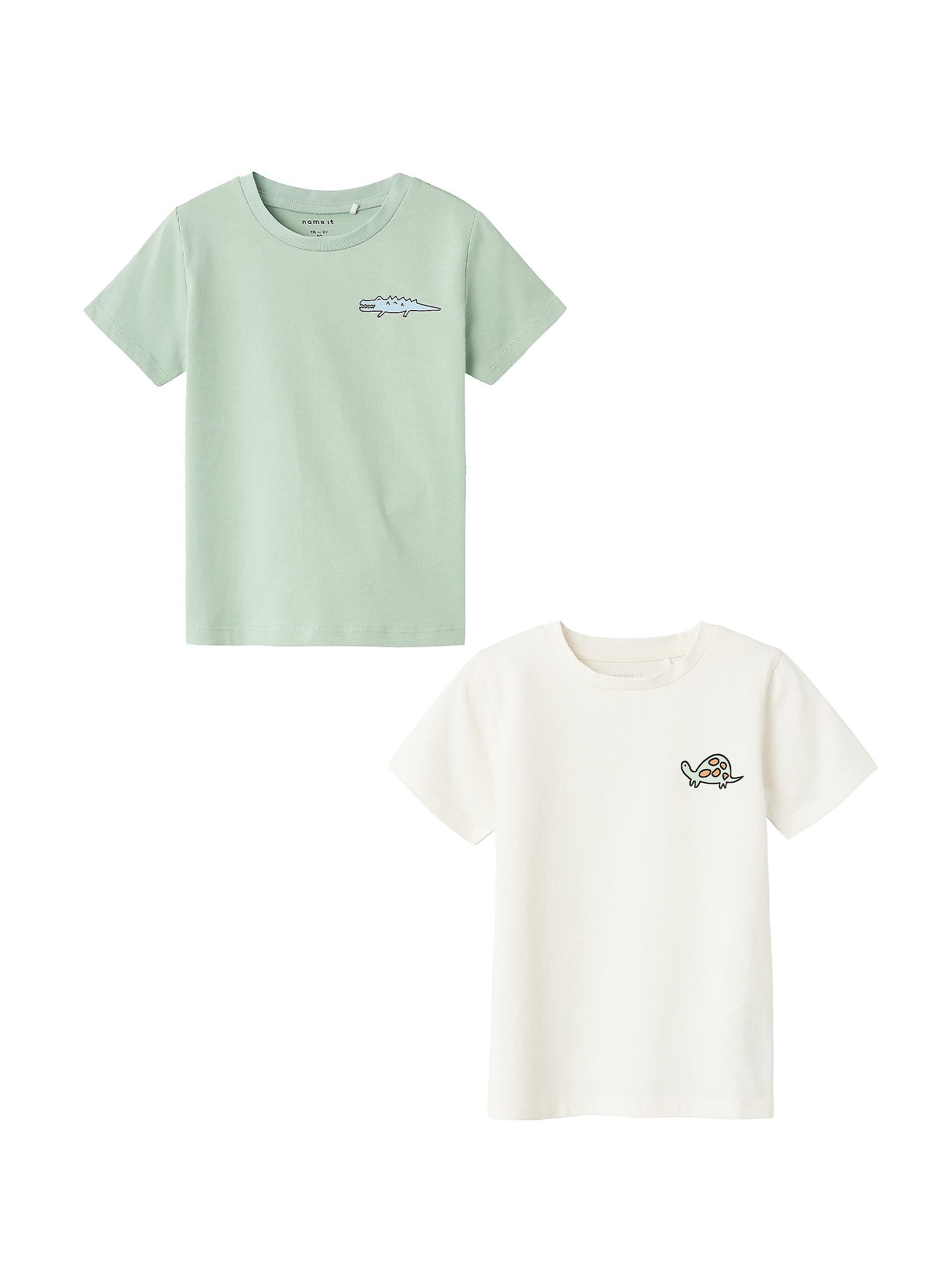 NAME IT Jungen T-Shirts 2er-Set Kurzarm Rundhals Nachhaltig Normal Geschnitten