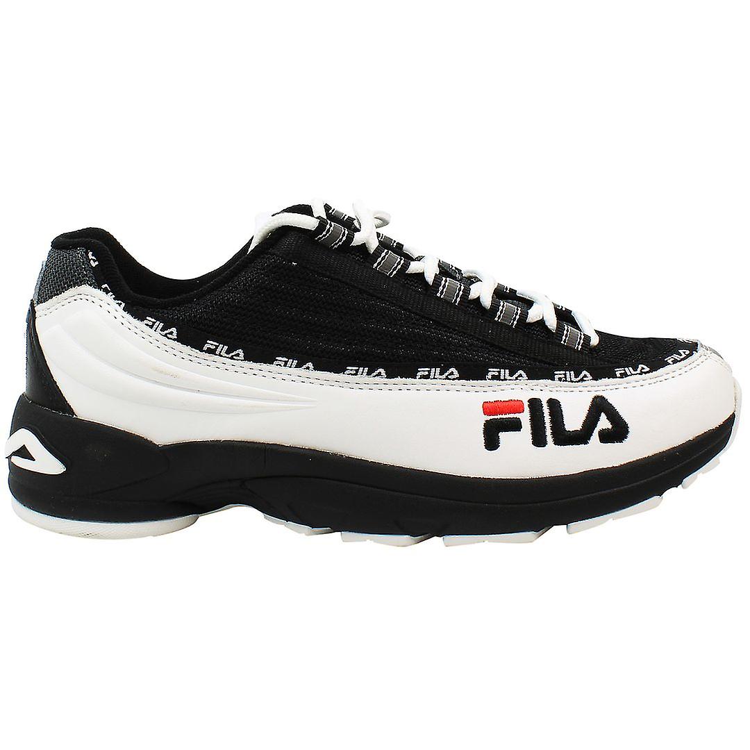 Fila DSTR97 CB男士运动鞋黑色皮革纺织系带鞋1010713 90T