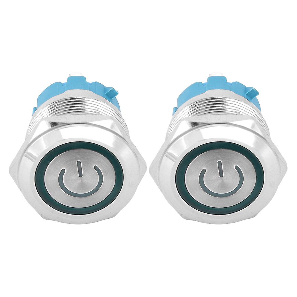 2PCS 22mm 4 Pin Push Button Switch 3-6VDC Green Light