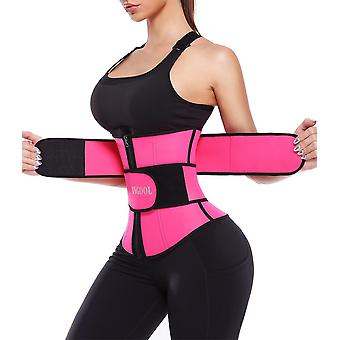 Neopren Waist Trainer For Women,Workout Plus Size Trimmer Belt Sauna Sweat Corset Cincher With Zipper Pink