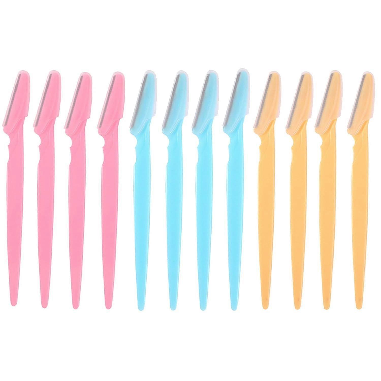 Set van 12 wenkbrauwscheermesjes, gezichtsscheermessen vrouwen, wenkbrauwscheermes, multifunctioneel exfoliërend gezichtsscheermes, voor gezicht en lichaam wenkbrauwen vrouwen en heren