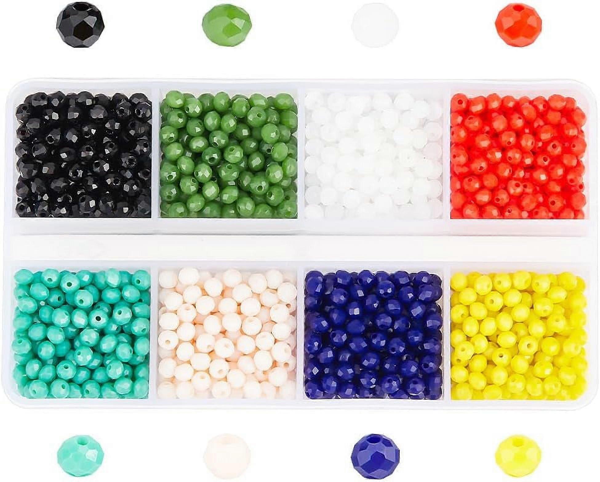 1496Pcs Faceted Glass Beads Round Ball Beads Mixed Color Bead Loose Spacer Beads 3.5mm Colorful Beads