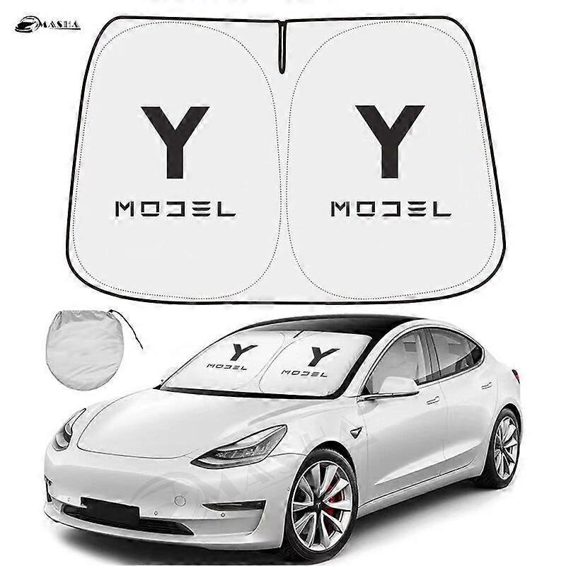 For Tesla Model Y 3 2017 2018 -2022 Car Windshield Sunscreen Window Sun Shade Sunscreen Visor Blocks Parasol UV Rays Protection Vehicle Decor Accessor