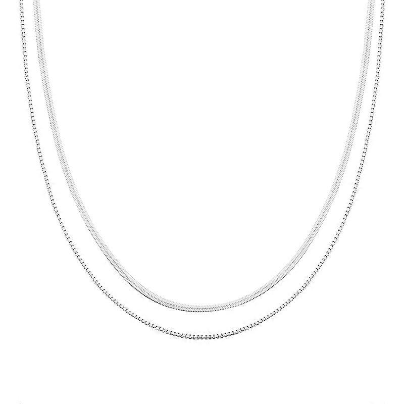 Layered Snake Necklace Double Flat Snake Chain Herringbone Necklace