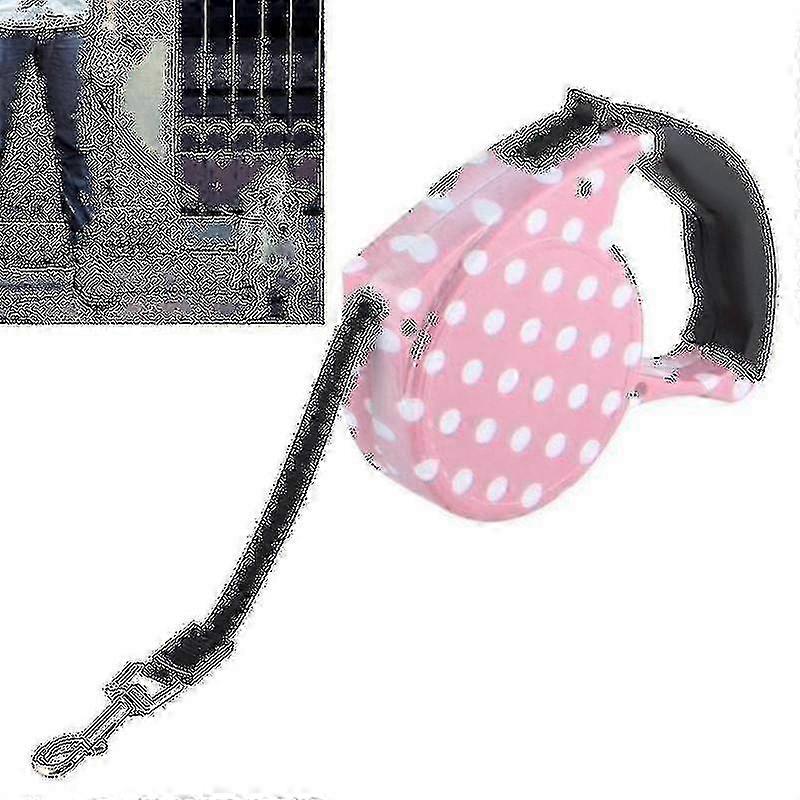 5m Pink Dot Pattern Flexible Retractable Dog / Cat Leash For Daily Walking_Dec