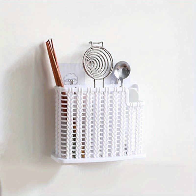 Innovative Woven Plastic Chopstick Holder - Kitchen Organizer With Drainage, Wall-Mountable Utensil Caddy