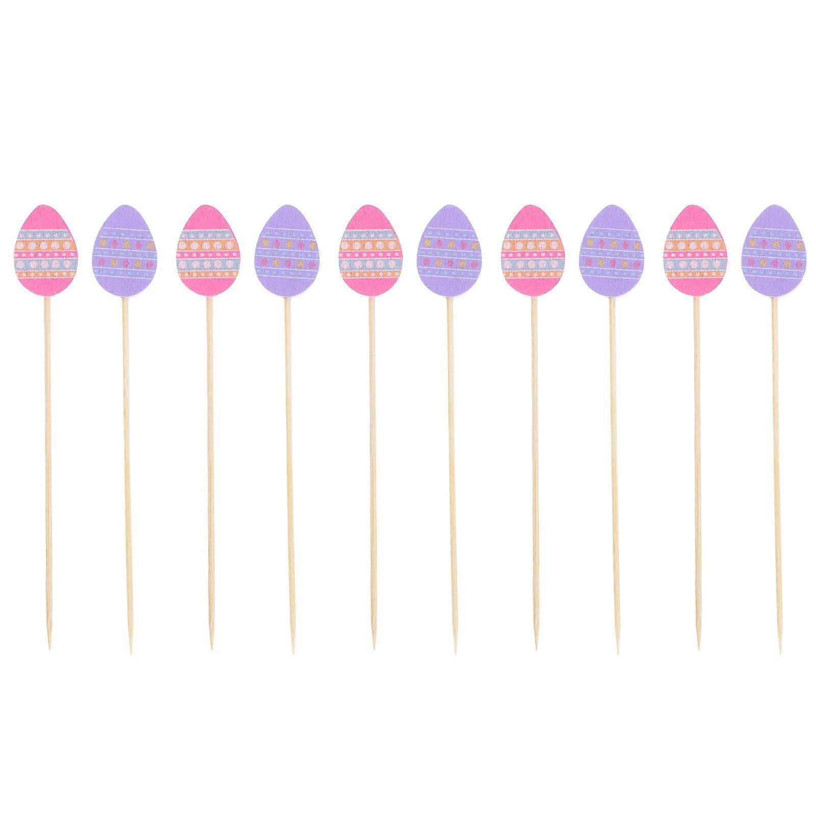 100Pcs Wooden Cocktail Picks Easter Fruit Picks Dessert Inserts for Party