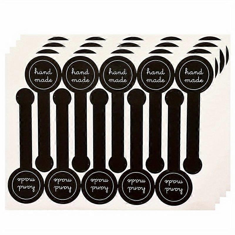 100 Adhesive Baking Stickers - 10pcs Long Strips, Handmade, Black, Matte Finish, Strong Adhesive, Perfect for Biscuit Cake Decoration, Packaging, and