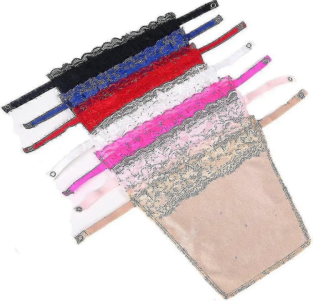 7pcs Lady Lace Camisole Clip-on Mock Snappy Bra Insert Overlay Modesty Panel Vest (A-7pcs) Tw