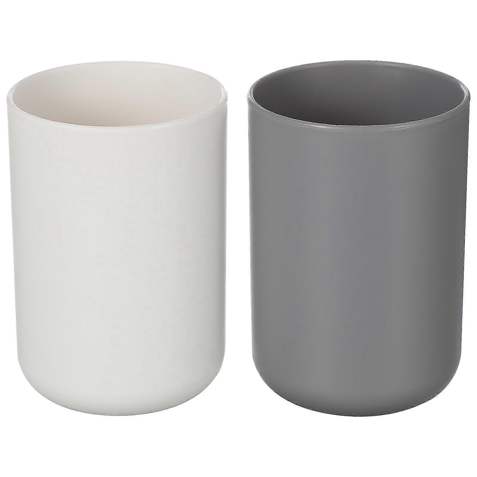 2 قطعة أكواب بهلوان فرشاة أسنان بلاستيكية أكواب حمام منزلية على الطراز الياباني الإبداعي (أبيض ورمادي)