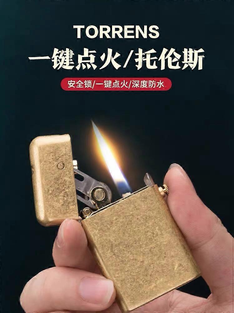 Thorens Brass Kerosene Windproof Lighter Personalized Creative Mechanical Ejection Classic Kerosene Engine