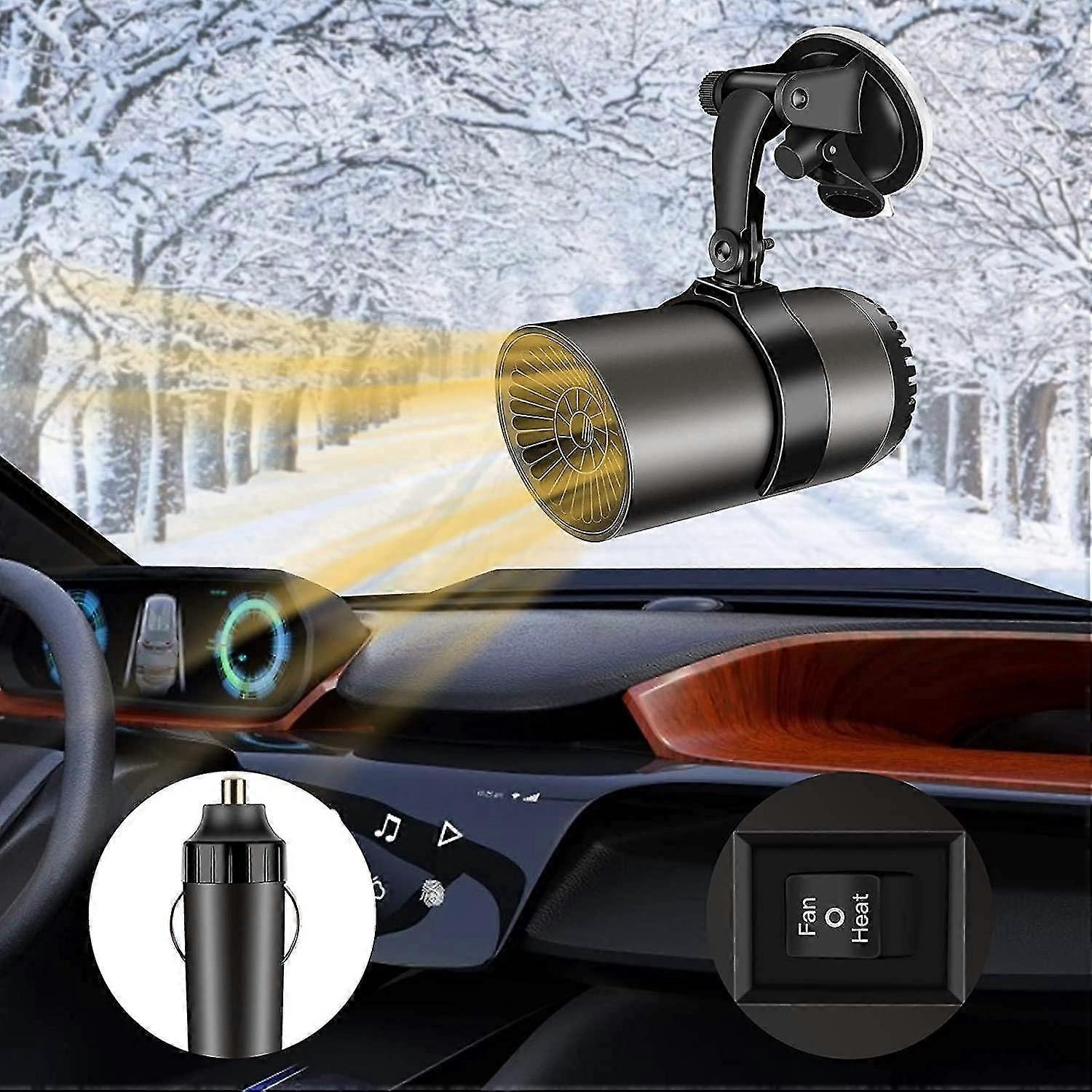 Car Heater, 2 In1 Portable Windshield Defogger And Defroster, 12v 150w Plug In Fast Car Heater With Suction Holder-YuJia