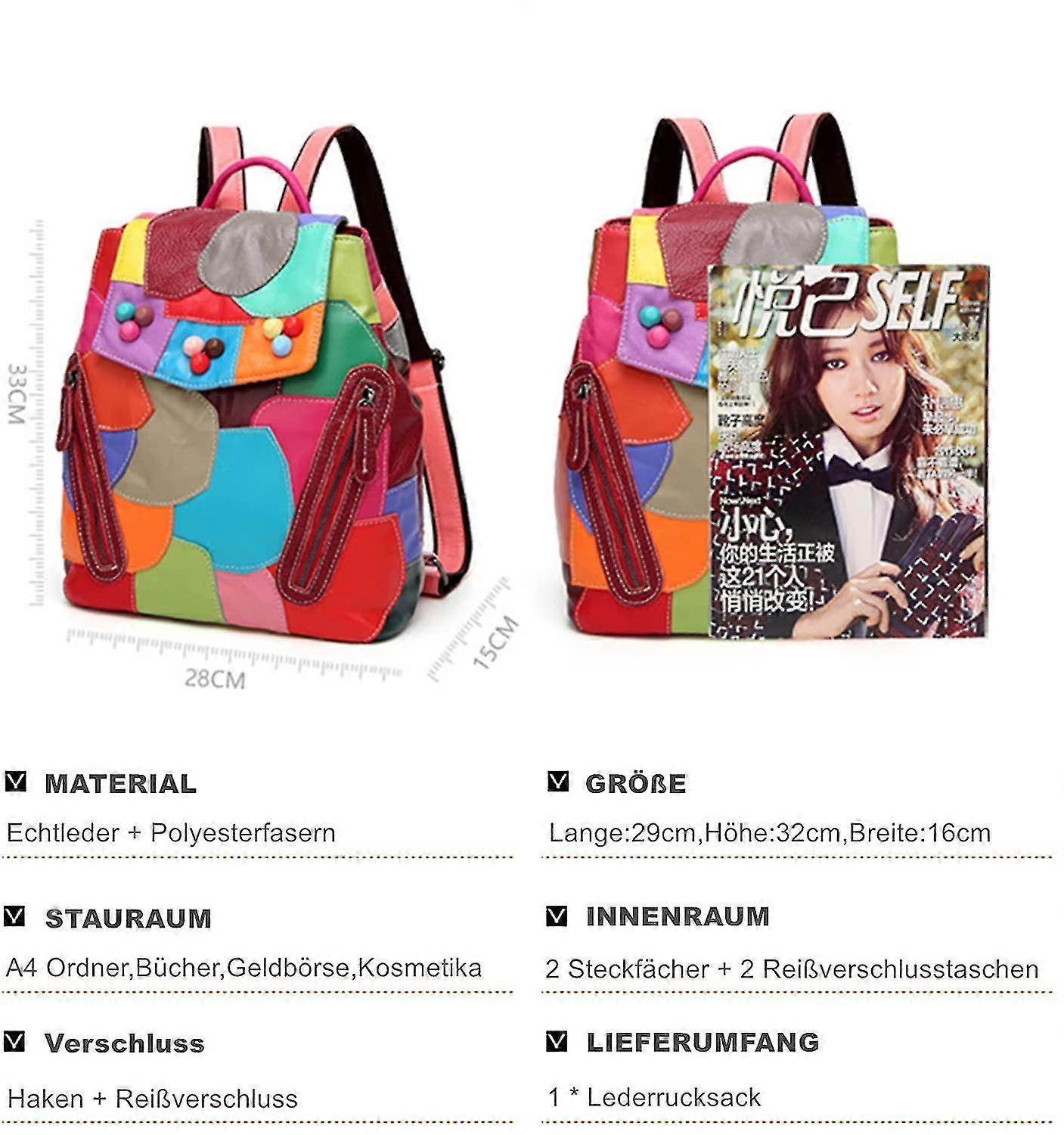 Eysee Women's Leather Backpack - Large Capacity Multicolor Daypack (Style 1)