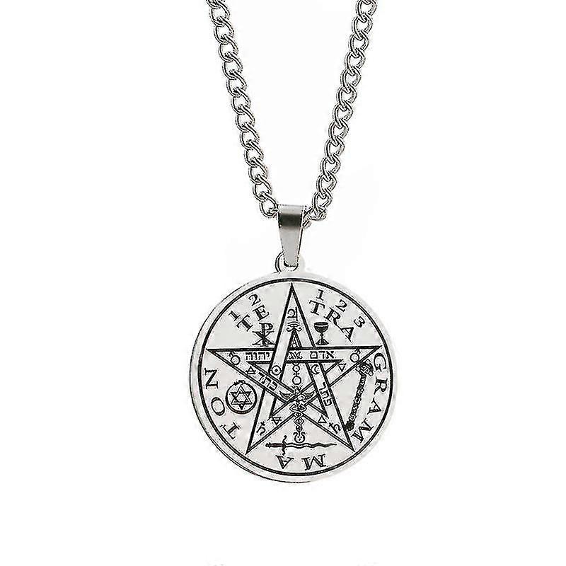 خمر Tetragrammaton قلادة قلادة Wahyeh السحرية المباركة الخماسي من سليمان تميمة الفولاذ المقاوم للصدأ قلادة وما يليها