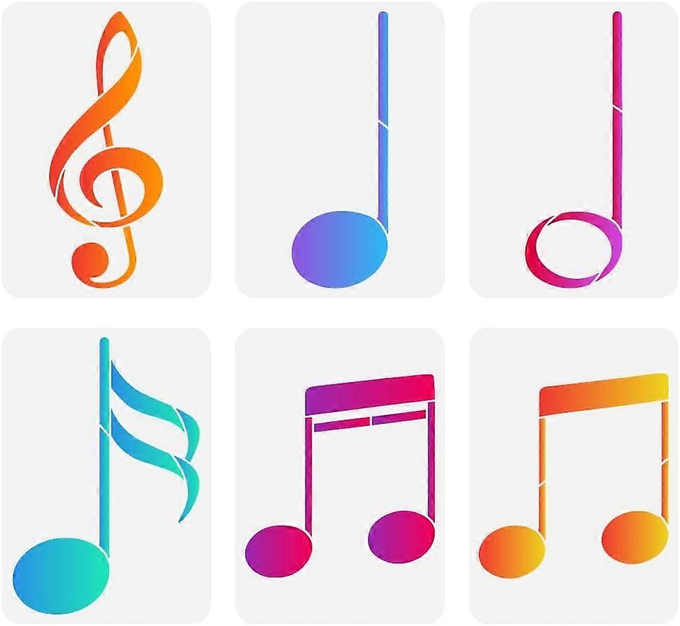 6Pcs Music Painting Stencil 8.3x11.7inch Reusable 6Styles Musical Notes Pattern Drawing Template