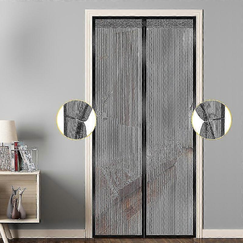 磁気蚊帳ドア磁気ドアカーテンブラインド蚊帳穴なし、屋内/パティオ/スライド式フロントドア用、グレー