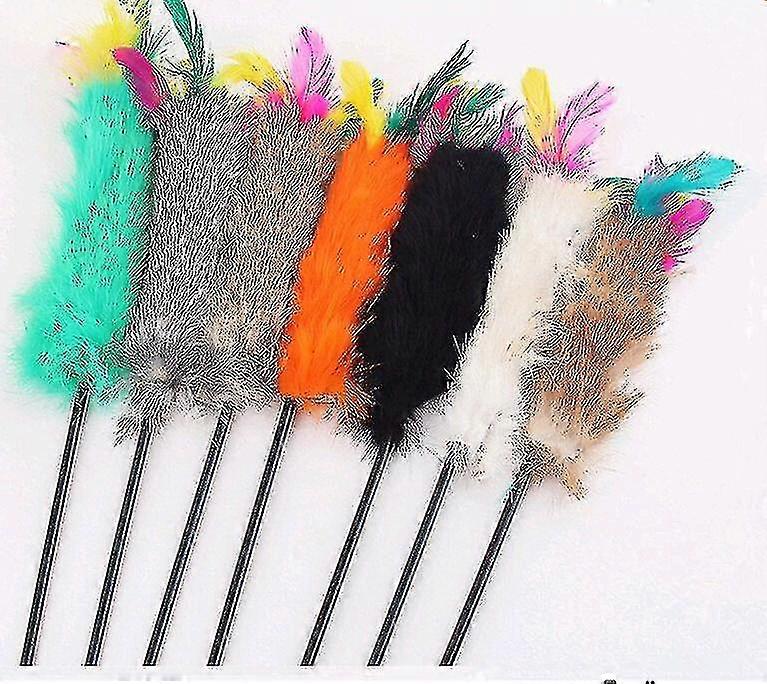 2024 Colorful Cony Hair Cat Teaser Interactive Toy Wand (random Color)