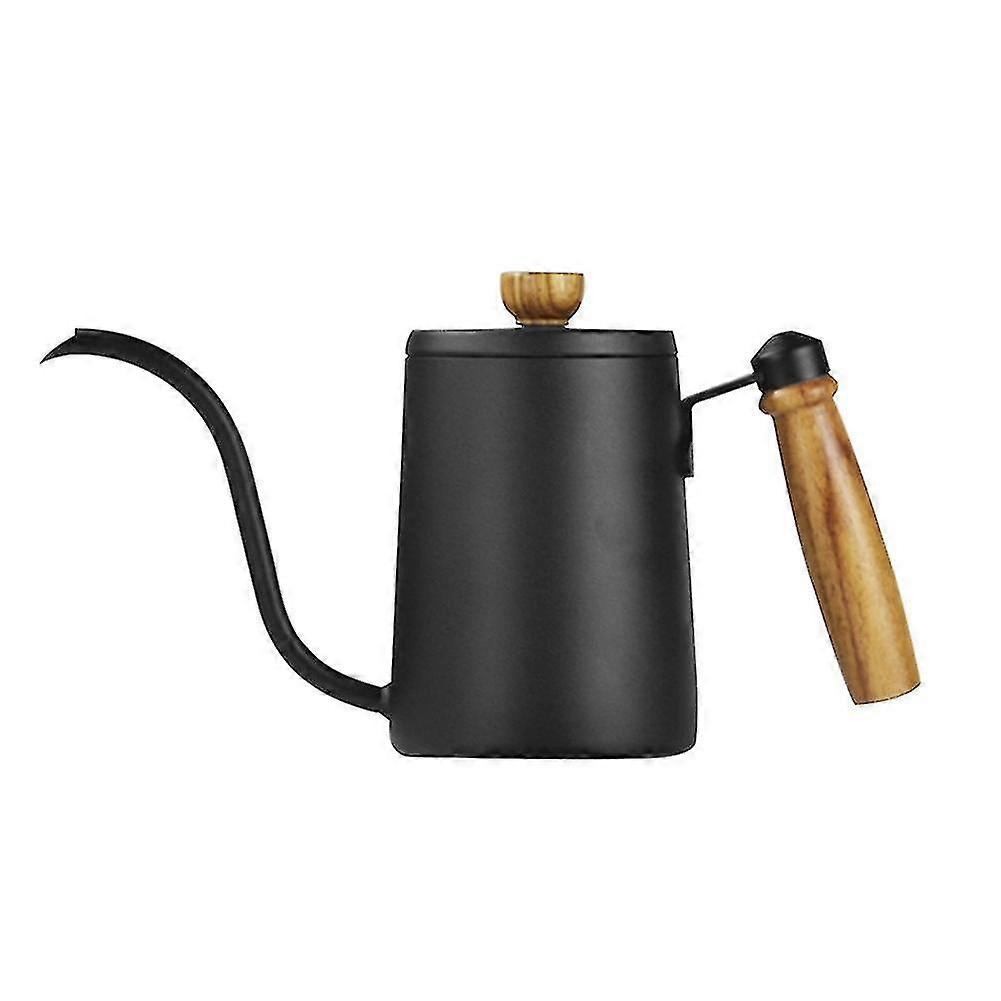 304 stainless fine-spout pot 600ml with wooden handle coffee pot,b