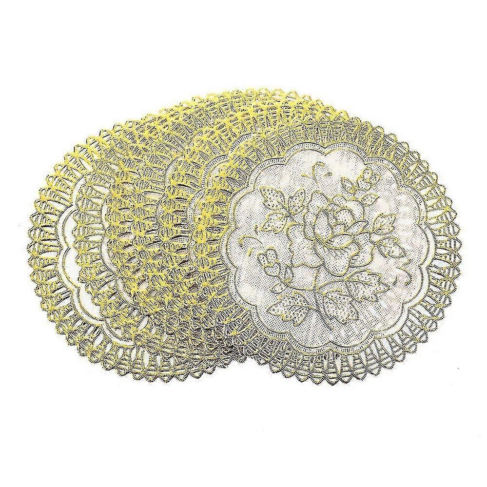 6 Exquisite Gold-tone Flower Dinning Table Coasters Set