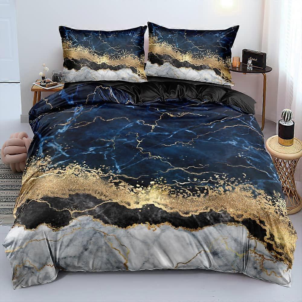 3D Bedding Set, Duvet Cover and Pillowcase, Marble Pattern, Pink