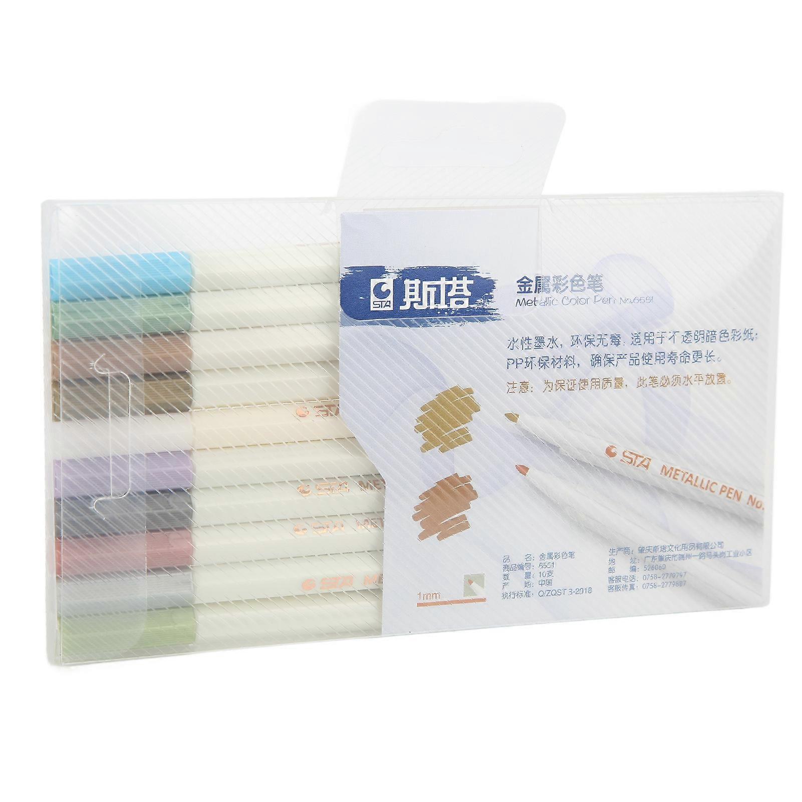 Metallic Paint Pens 10 Colors Strong Coverage Environmentally Friendly Markers for Painting Scrapbooking DIY Crafts