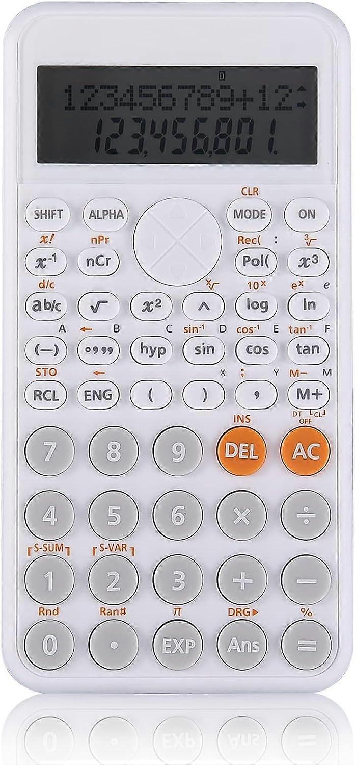 Scientific Calculator, Slim and Portable, Two-Line Display, Multi-Functional Calculation, Suitable for Students or Offices - White,2024 Ping