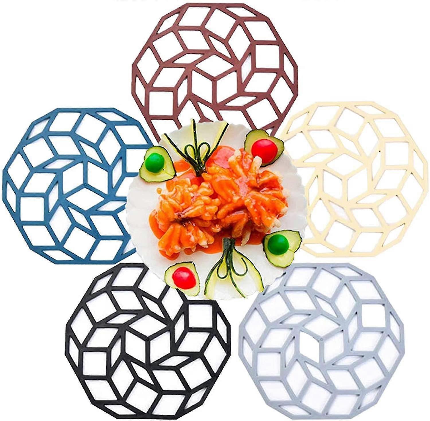 5 Pieces Non-slip Silicone Trivet, Insulated Soft Durable Non-slip Pads, Silicone Hexagon