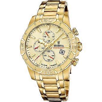 Festina Timeless Chronograph Men's Watch - F20705-2 Gold Steel Bracelet