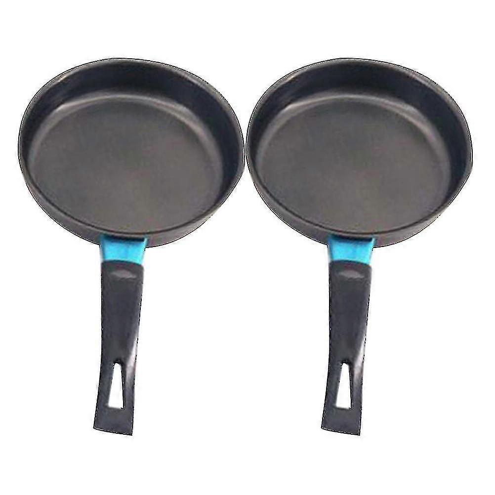 2pcs Household Frying Pan Non-stick Saucepan Egg Pancake Mini Cooking Pan Omelette Steak Pan For Home Restaurant (14cm Diameter)