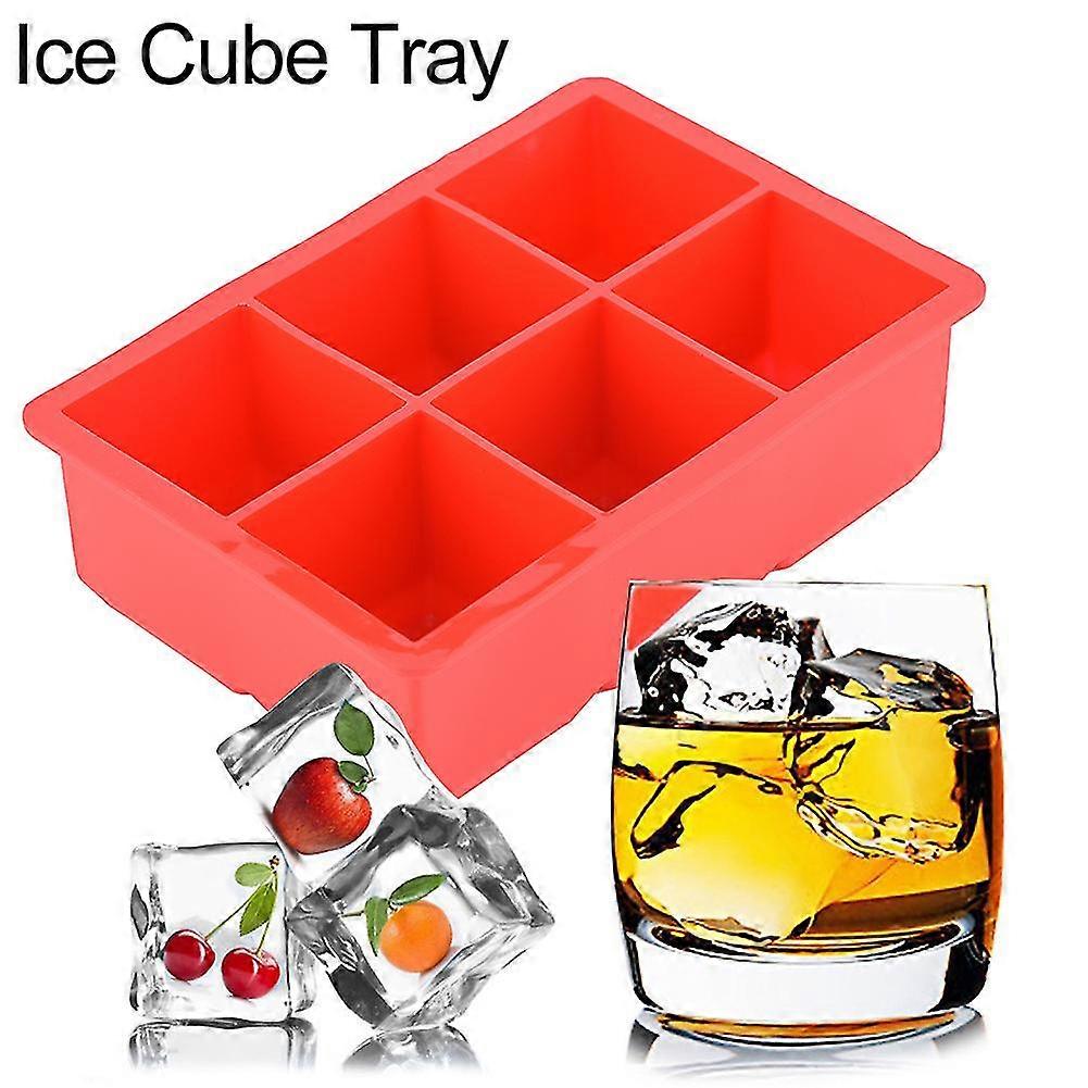 Silicone Ice Cube Maker 6 Cavities Chocolate Candy Tray Mold Kitchen Cooking Tools Red