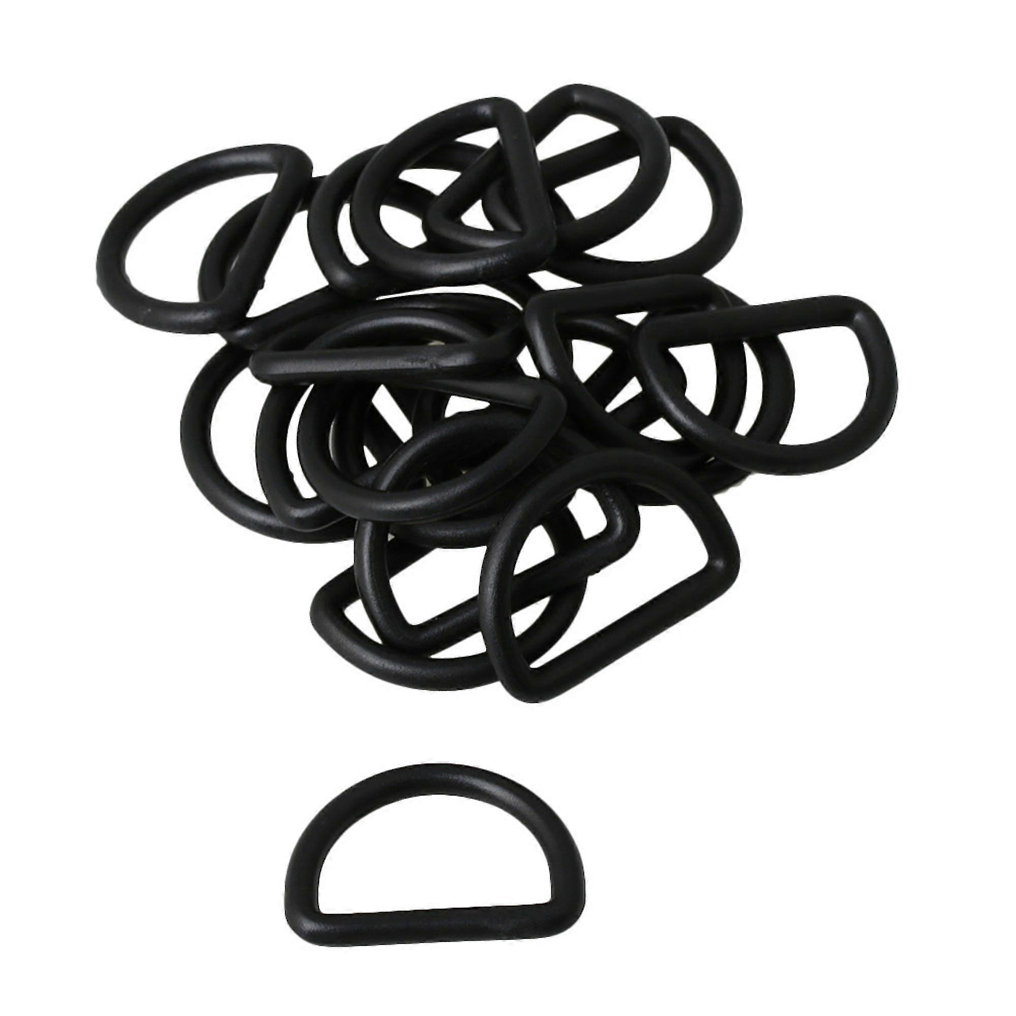 20pcs 2.5cm Black Plastic Round D Shape Ring Buckle