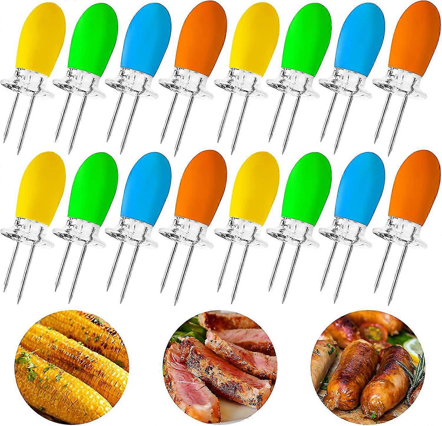 Corn Cob Holders Set, 16 Pcs Stainless Steel Corn Skewers Bbq Fork For Sweetcorn