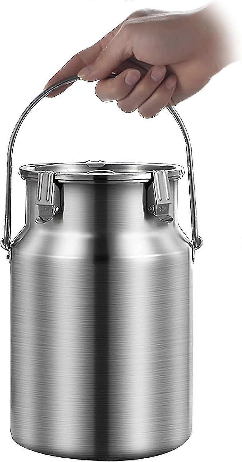 304 스테인리스 스틸 우유 용기(밀봉된 뚜껑 및 단일 손잡이 포함) - 3L/5L