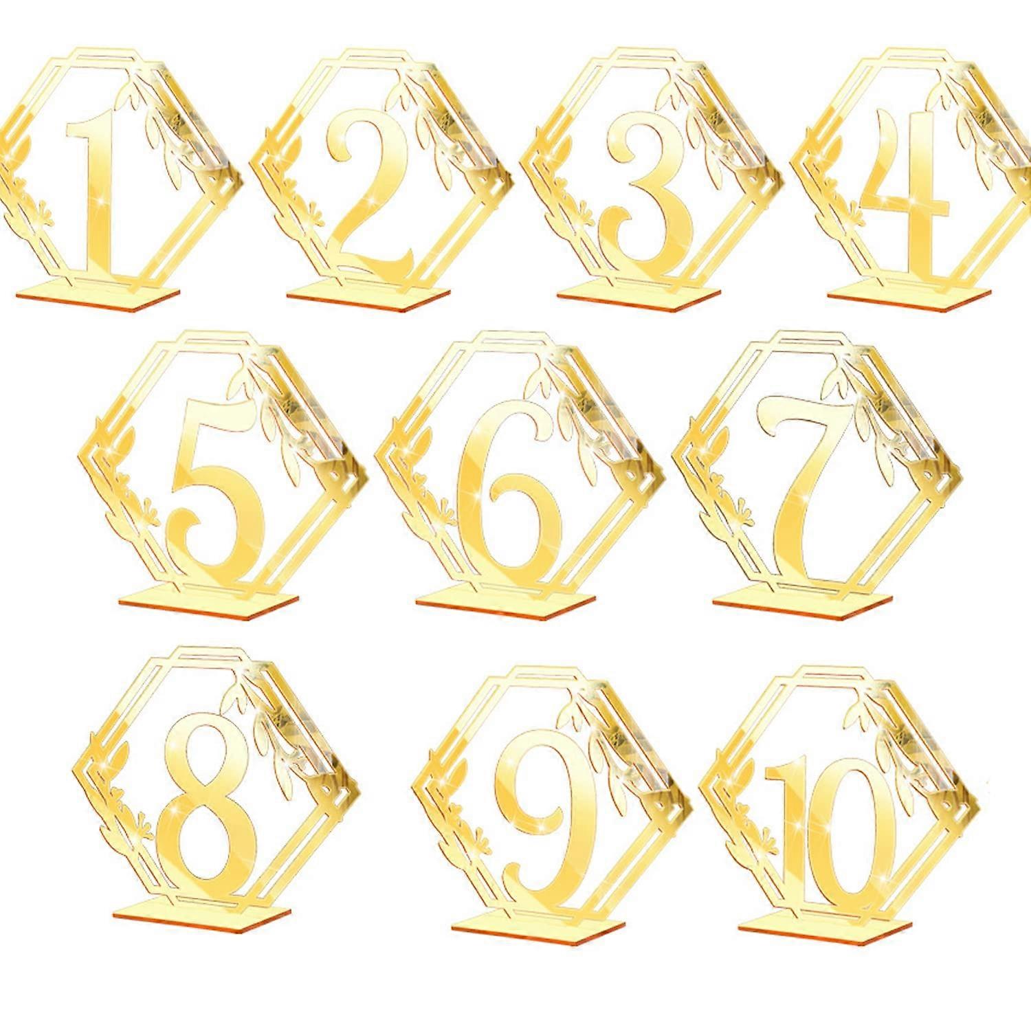 Dproptel Acrylic Table Numbers 1-10 for Wedding,Wedding Table Numbers Signs with Holder,Round Modern Style Table Numbers for Wedding Table Centerpiece