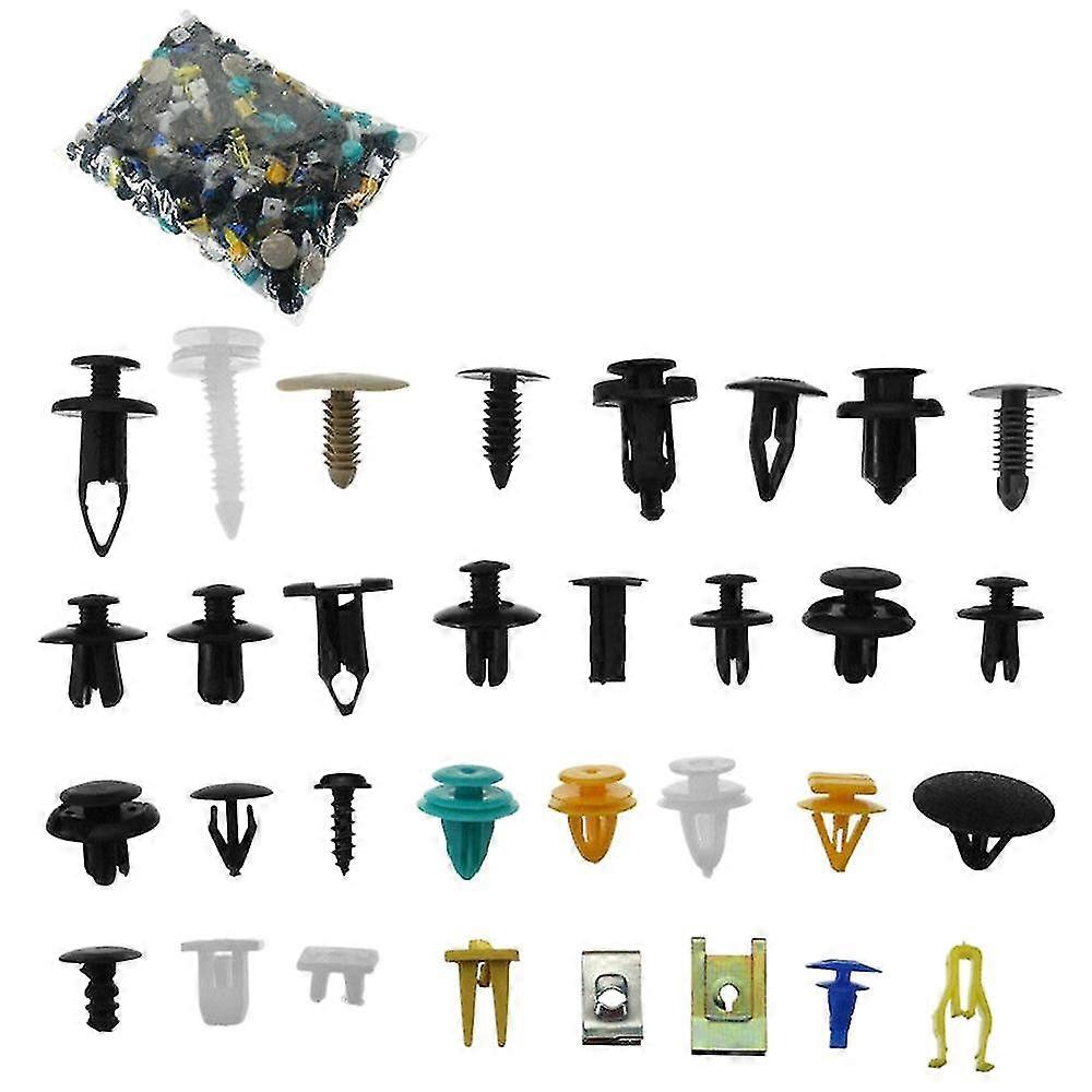 500pcs Plastic Car Clips+emoval Tool Universal Mixed Plastic Car Clips For Auto Bumper Door Panel F