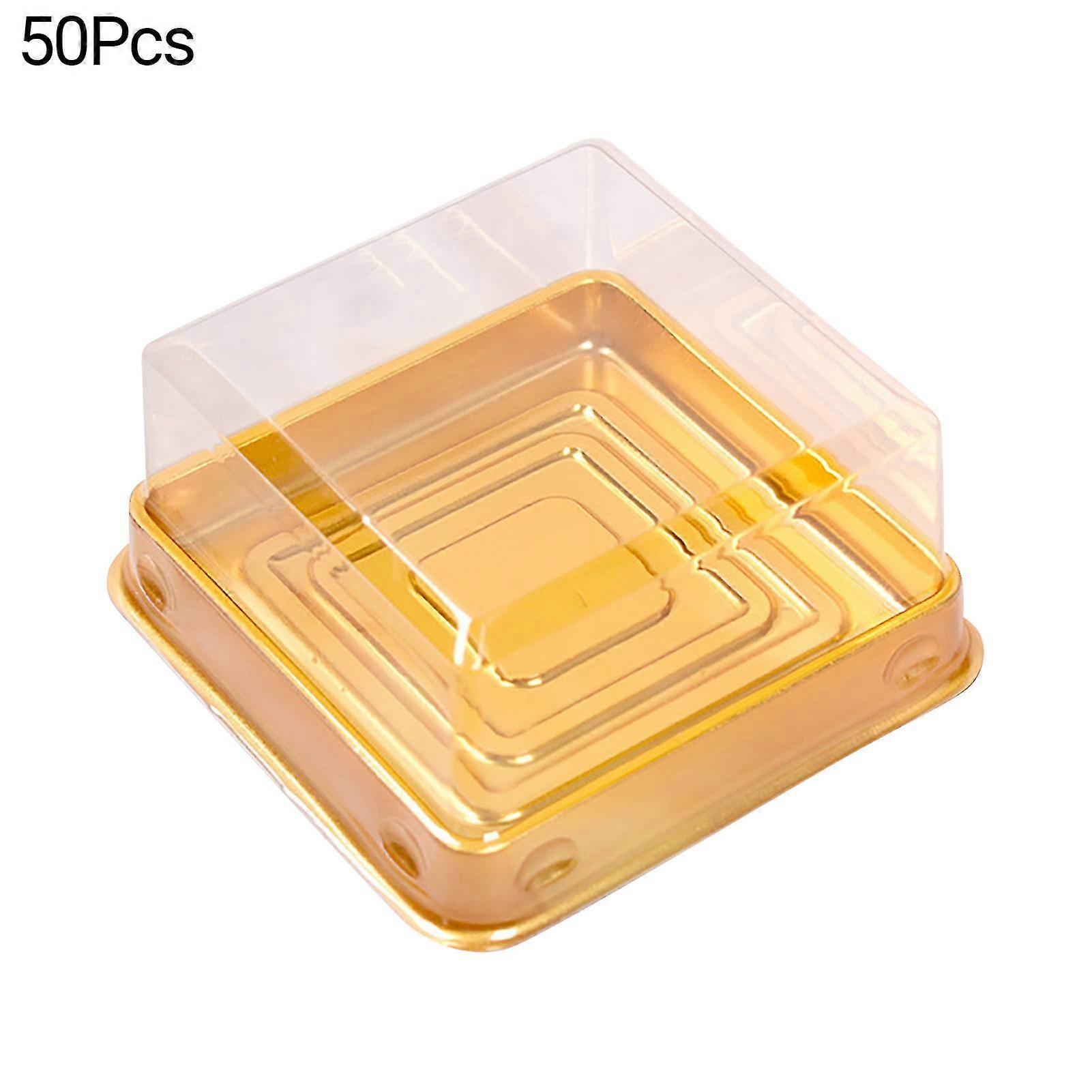 50pcs 100g Moon Cake Box Square Shaped Multipurpose Plastic Egg Yolk Pastry Box For Festival