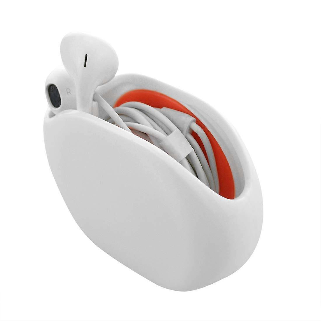 Earphone Smart Storage Box Spool Winder Bag (White)