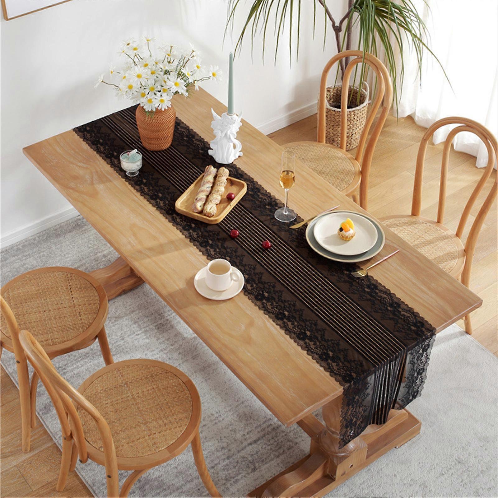 Stylish Table Runners Reusable Polyamide Fibre Transparent White Black Table Covers for Dining Room KAESI