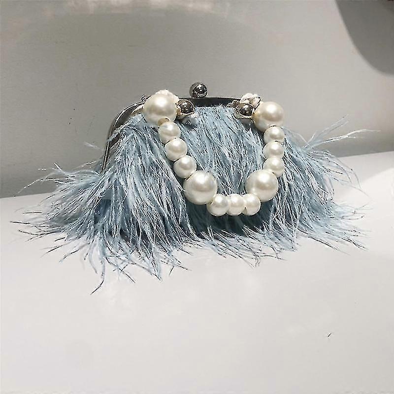 Ladies Handbag Feather Clutch Bag Luxury 2 Type Snake Chain & Pearl Short Chain