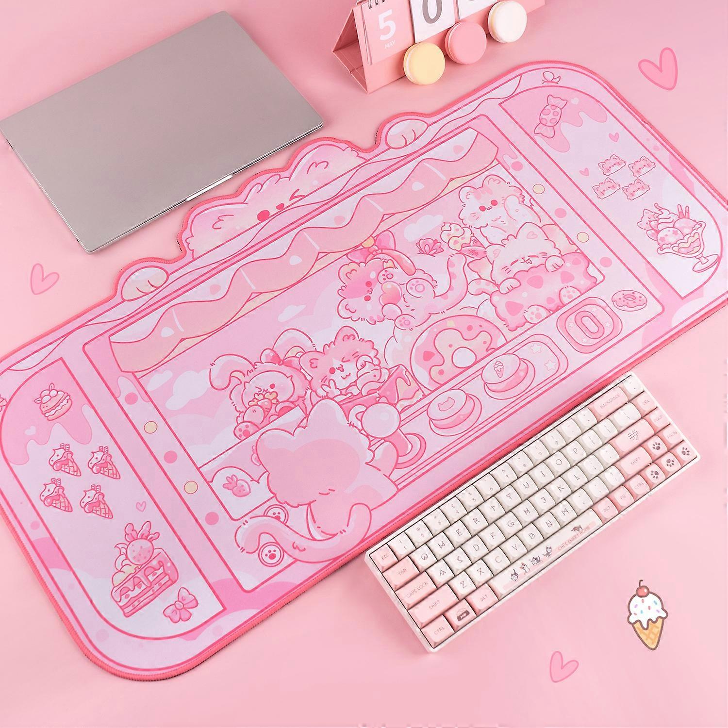 Pink cat extra large desk pad and mouse pad, 7840cm