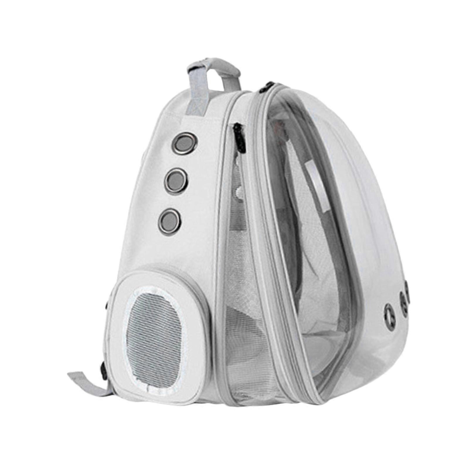Extensible Cat Carrier Front Back Transparent Bubble Backpack Pet Travel Bag Gris