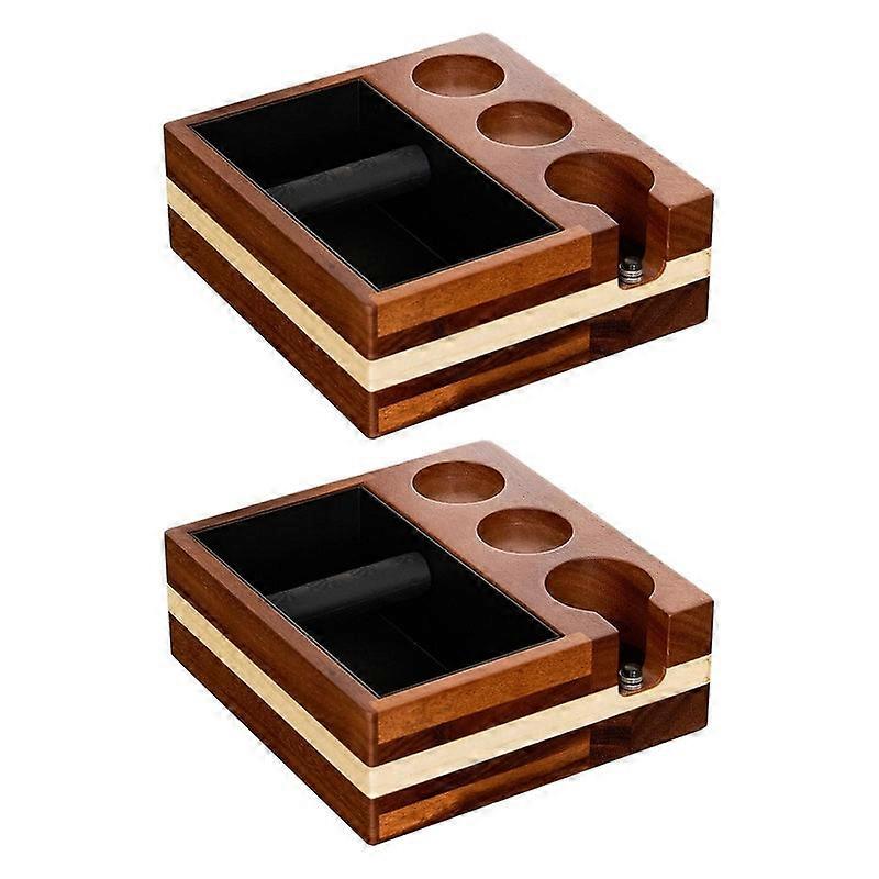 Coffee Tamp Station Wooden Knock Storage Portafilter 3 Slots Versatile Organizer Box Espresso Tamper For Kitchen