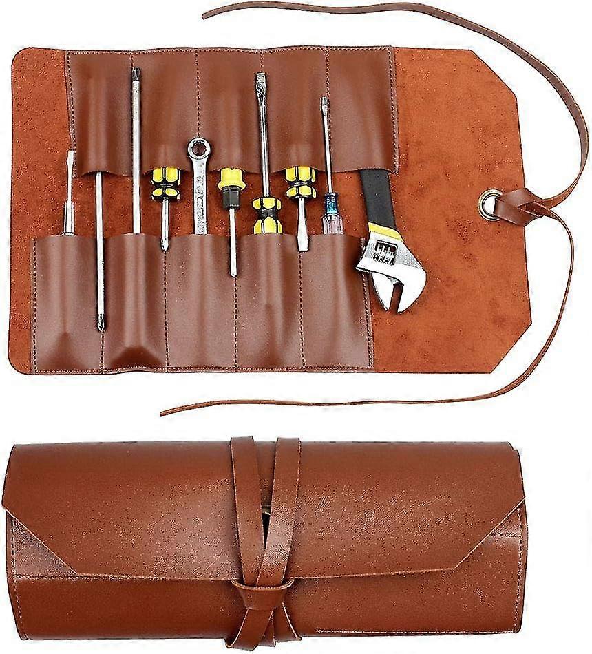 Verktøyrulle Lærveske Veske, Multi-purpose Canvas Tool Roll, ?skiftenøkkel Roll Veske, Roll Up Tool Bag,?tool Arrangører,10 Lommer Multi Purpose Organizer Wr