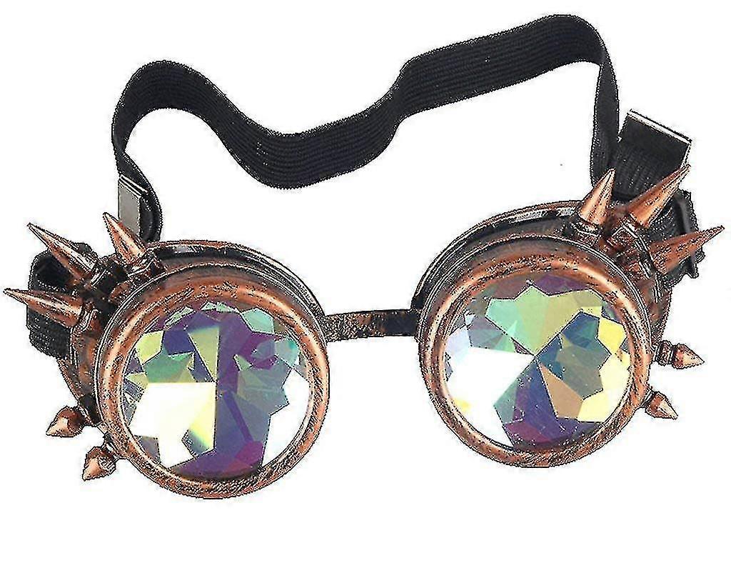 Moda Steampunk Kaleydoskop Gözlük Perçinler Cosplay Gözlük