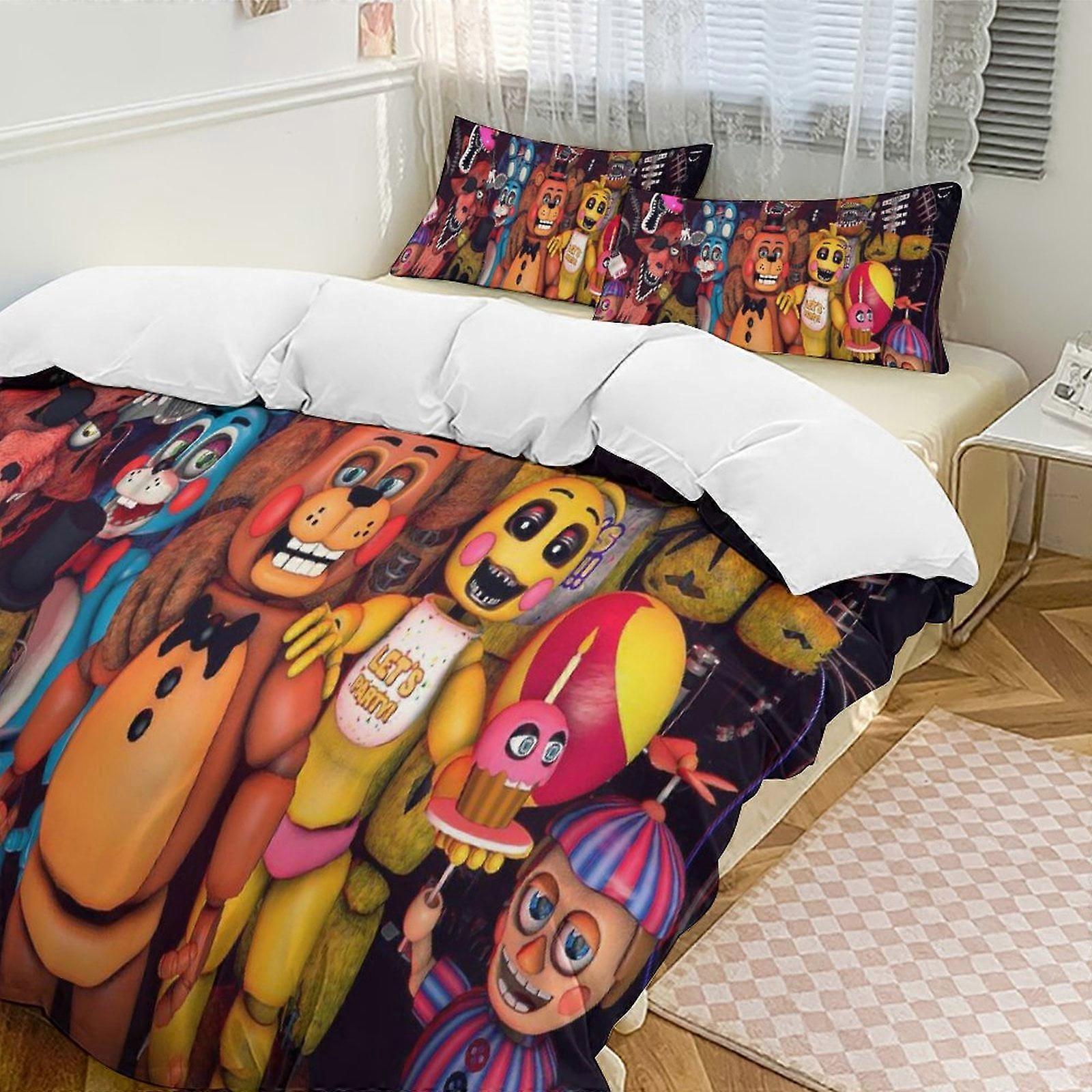 SQ139 סט שמיכת פרדי חמישה לילות מעבה רך סט מצעים 3 חלקים כל העונה מפרץ שמיכה עם 2 ציפיות לנשים בוגרות נערות חדר ביתי 