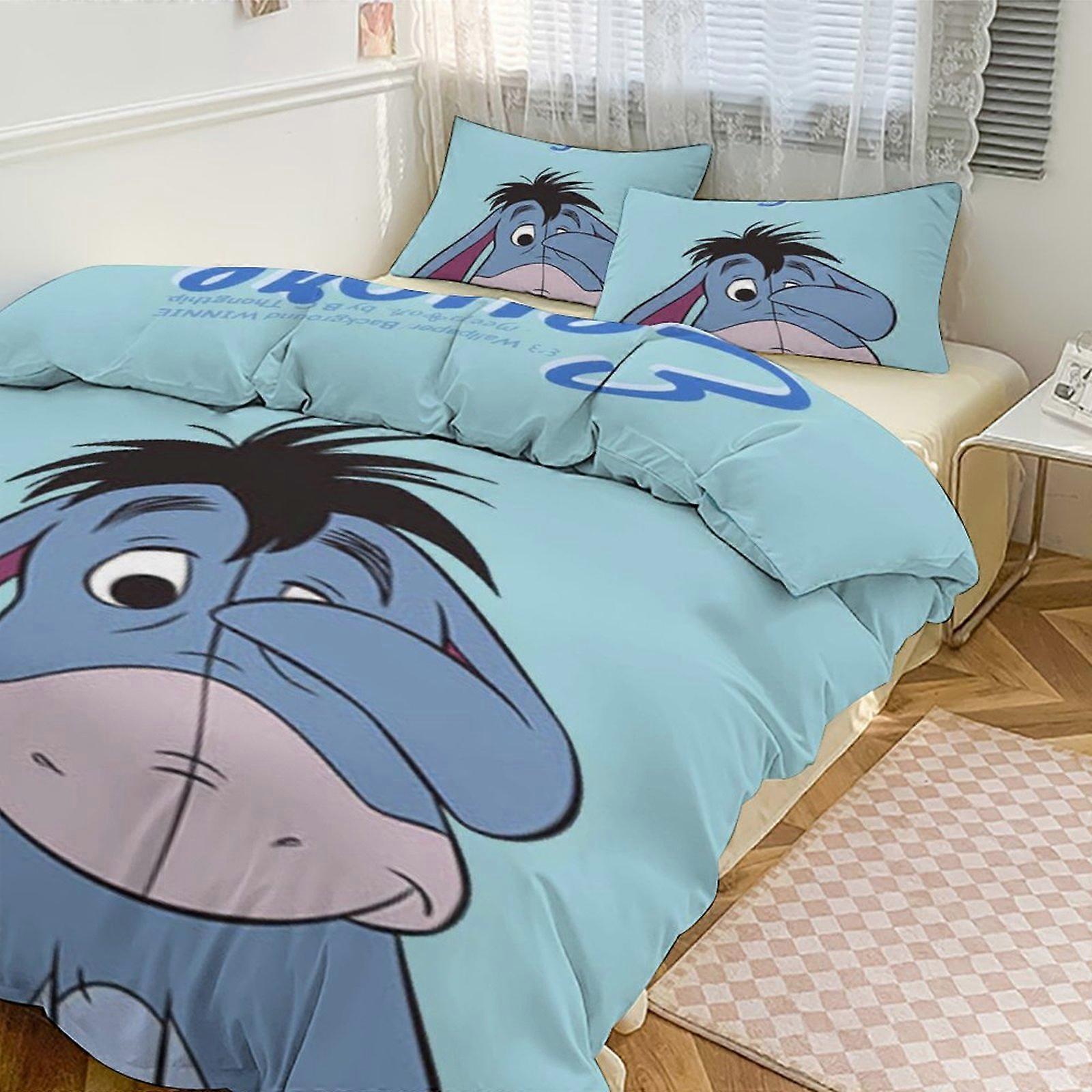 Ez600 Eeyore مجموعة فراش بطباعة نمط طقم لحاف كوف 3 قطع 1 غطاء لحاف و 2 كيس وسادة للنساء الرجال المراهقين IU600