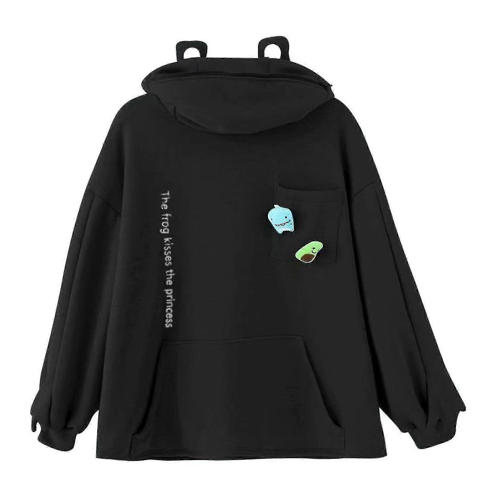 Felpa con cappuccio in pile Rana Felpa con cappuccio Inverno Caldo Denso Sciolto Oversize Felpa Outwear