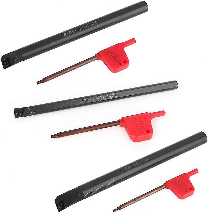 SCLCR06 Lathe Boring Bar Turning Tool Holder, 10PCS CCMT0602 Carbide Insert and 3PCS Wrench 7/10/12mm(1SET)