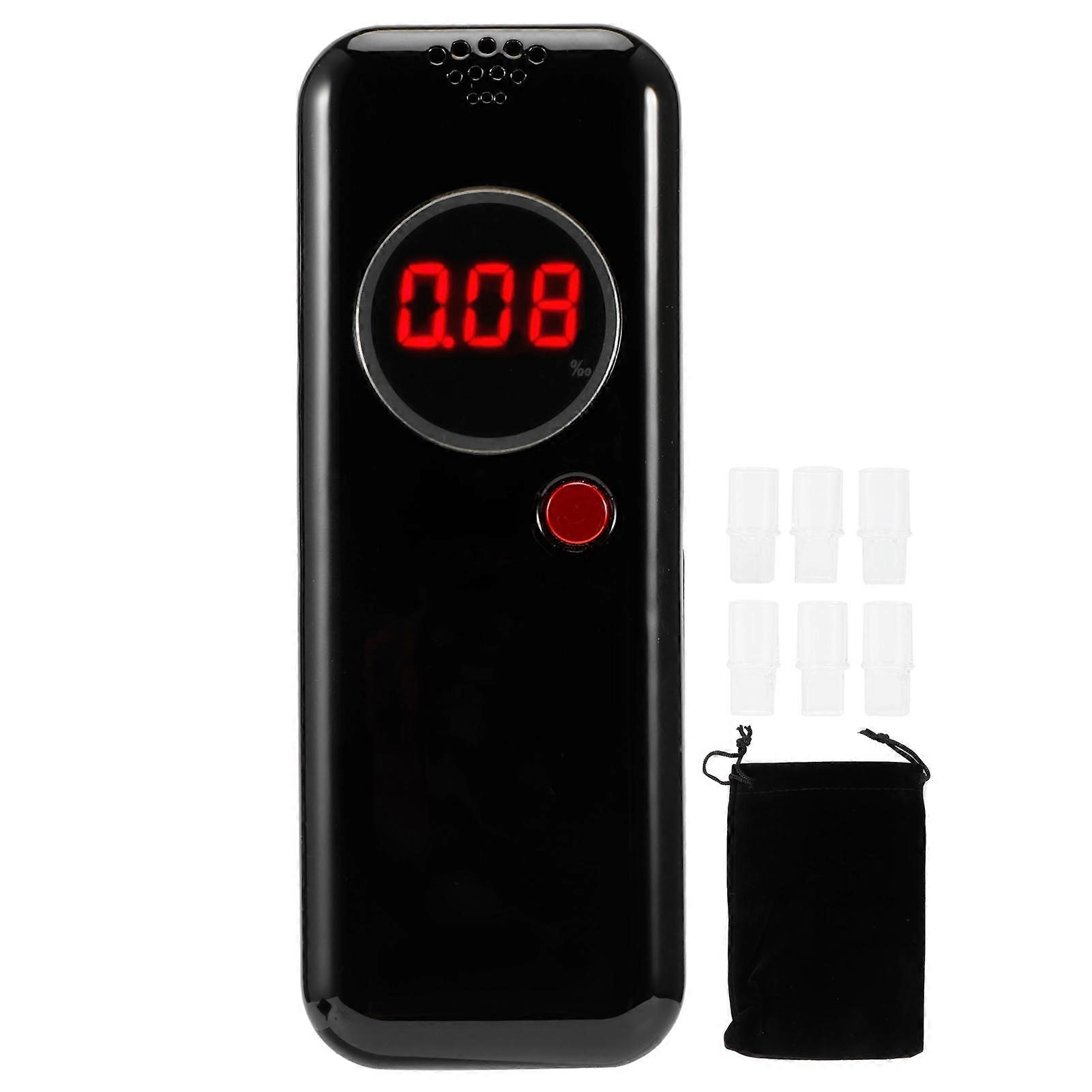 Drunk Driving Tester Exhalation Blowing Digital LCD Display HandHeld Detector Quick Response(Black )