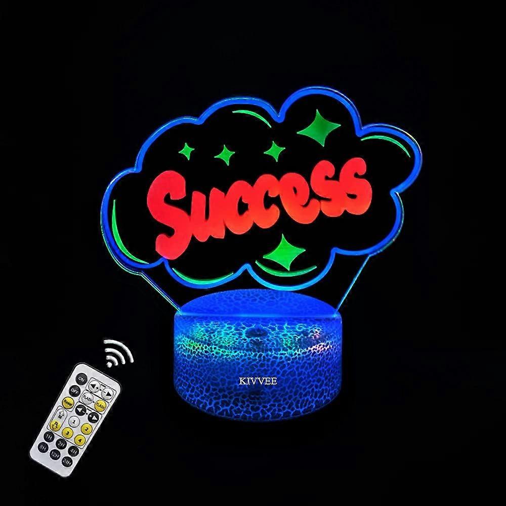 Veilleuse 3D Lettre de succès Lampe de bureau Lampe de table visuelle Dynamic Touch LED Trois Coloré Créatif Cadeau